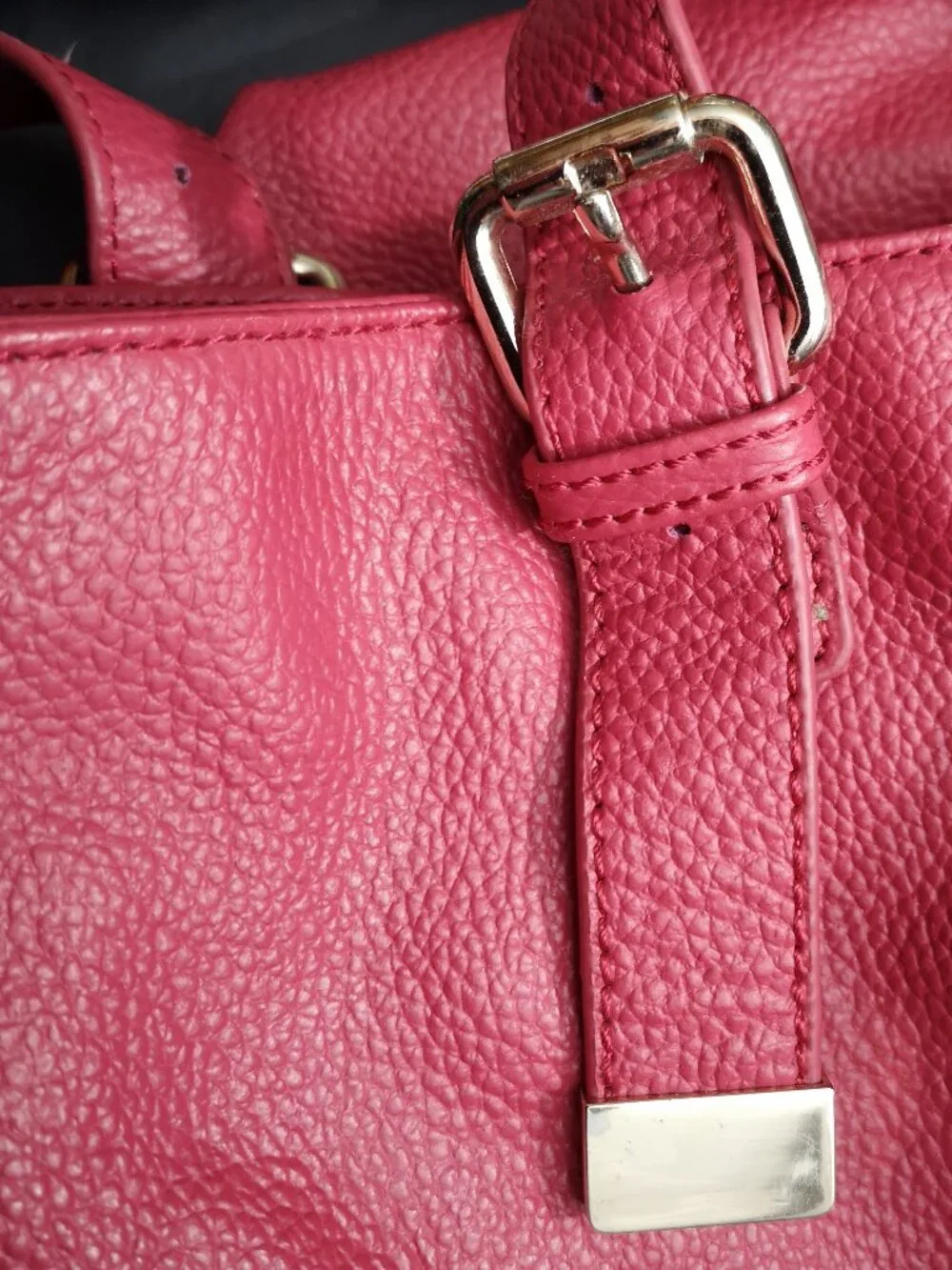 Raisa by Heys Pink Adjustable Strap Pebble Finish Leather Large Tote Bag Lined - Picture 9 of 15